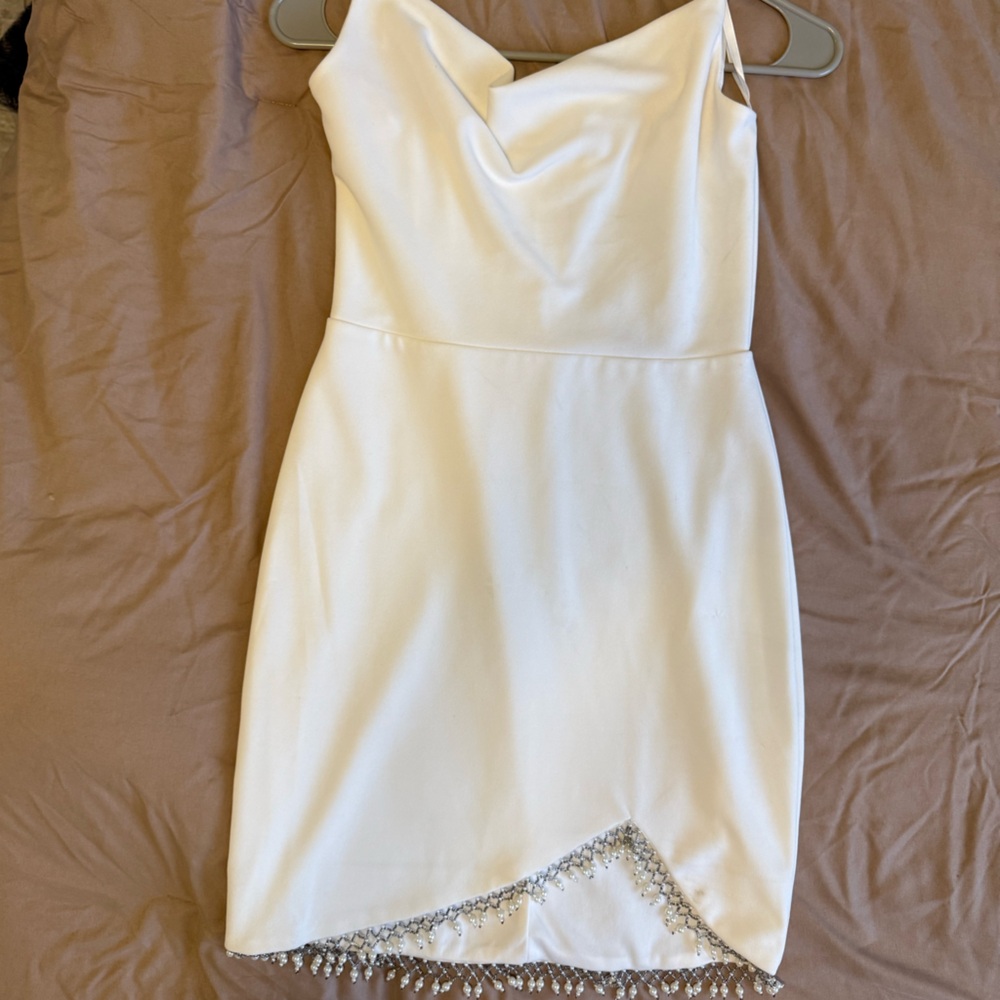 City Studio White Dress with Silver Accents